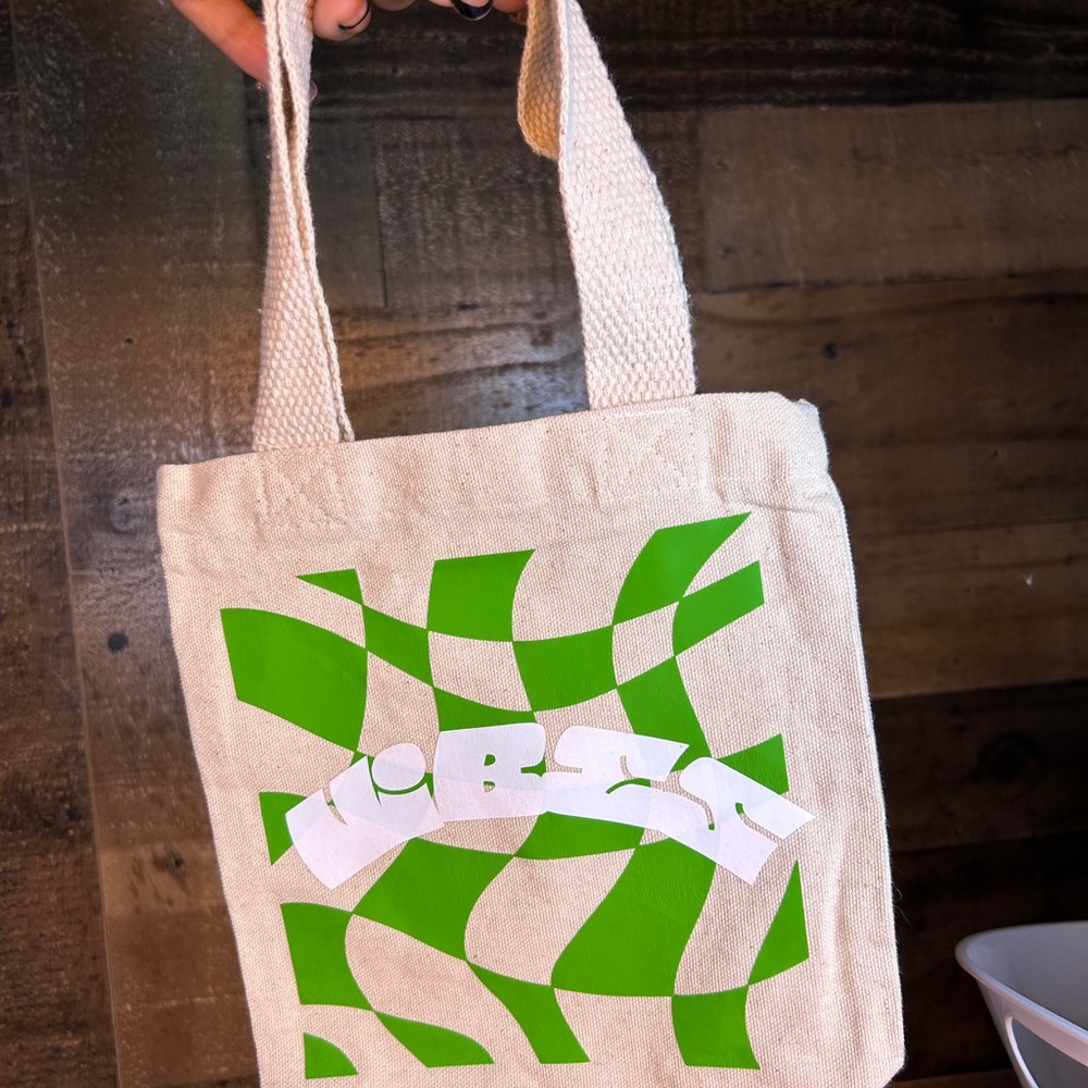 Vibes Checkered Mini Canvas Tote Bag